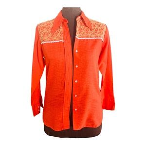 MAVERICK Vintage Women’s Western Shirt Sz 36 (M) - Wing Collar, Embroidered Yoke